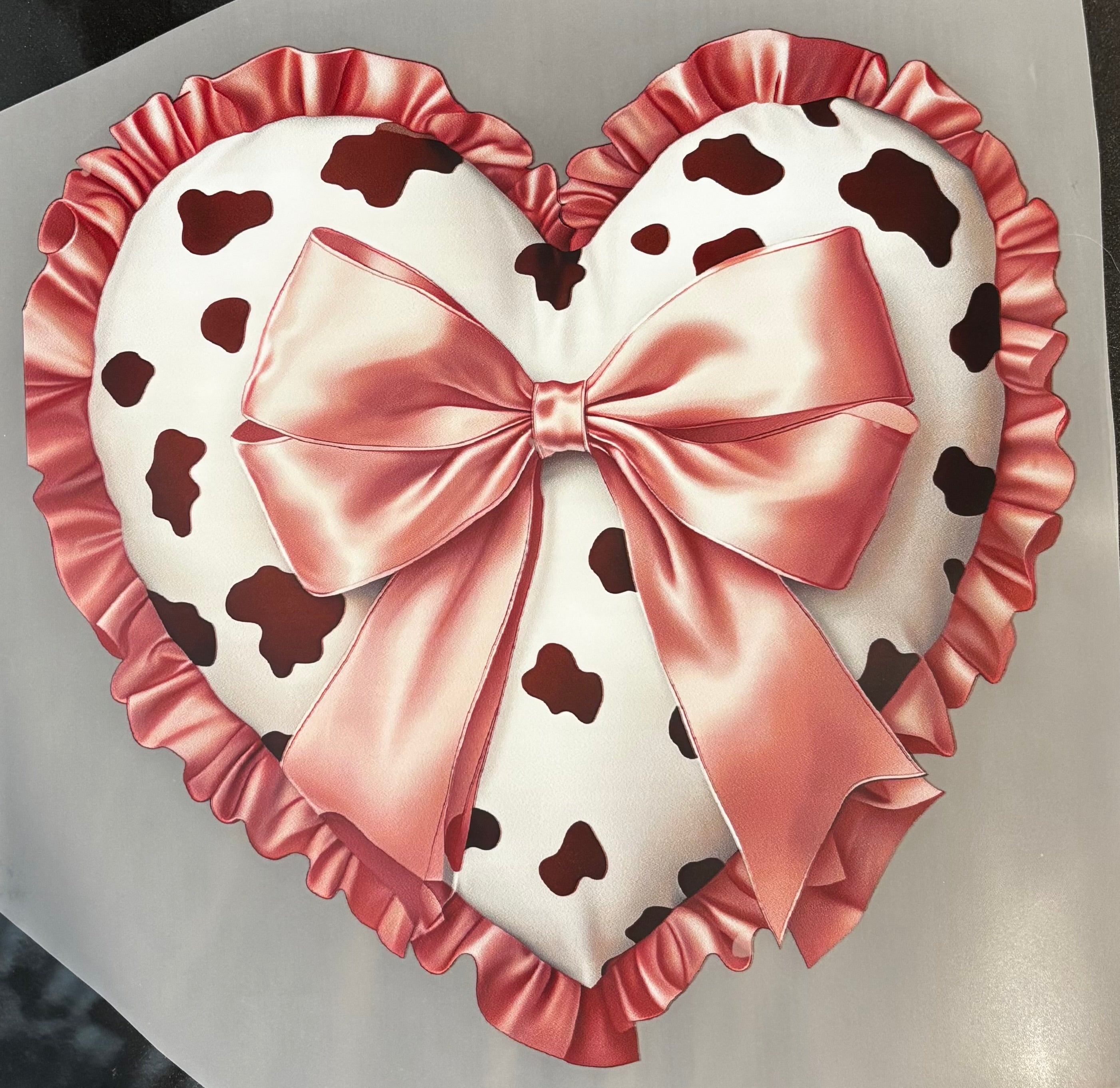 💕 Cow Print Bow Heart Tee