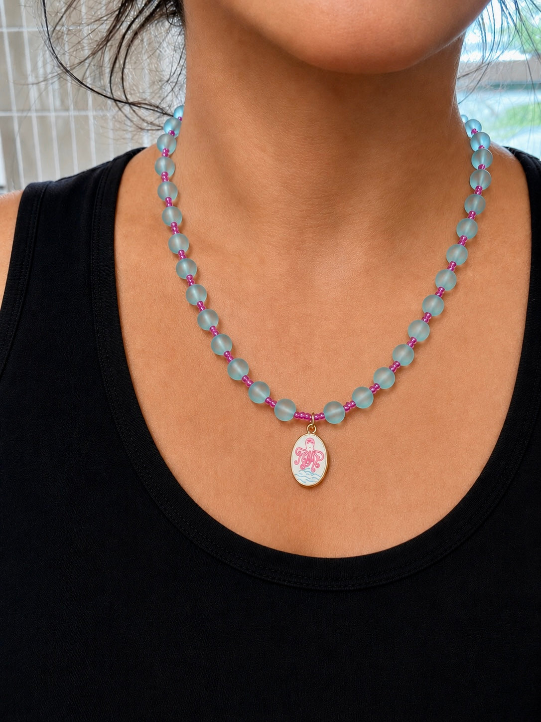 Pink Octopus Beach Necklace