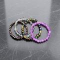 Purple & Iridescent Beaded Bracelet Stack