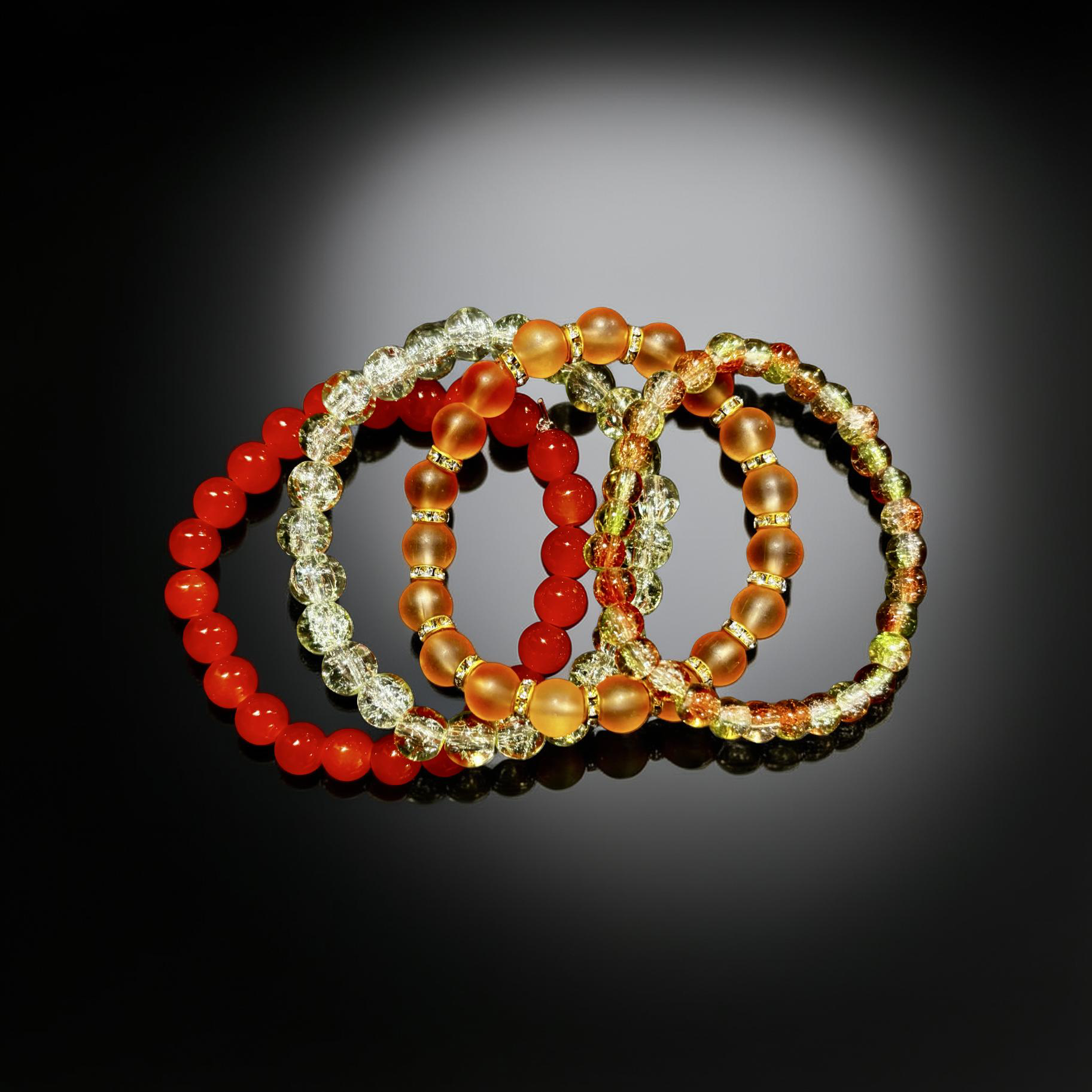 Fiery Beaded Bracelet Stack