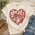 💕 Cow Print Bow Heart Tee