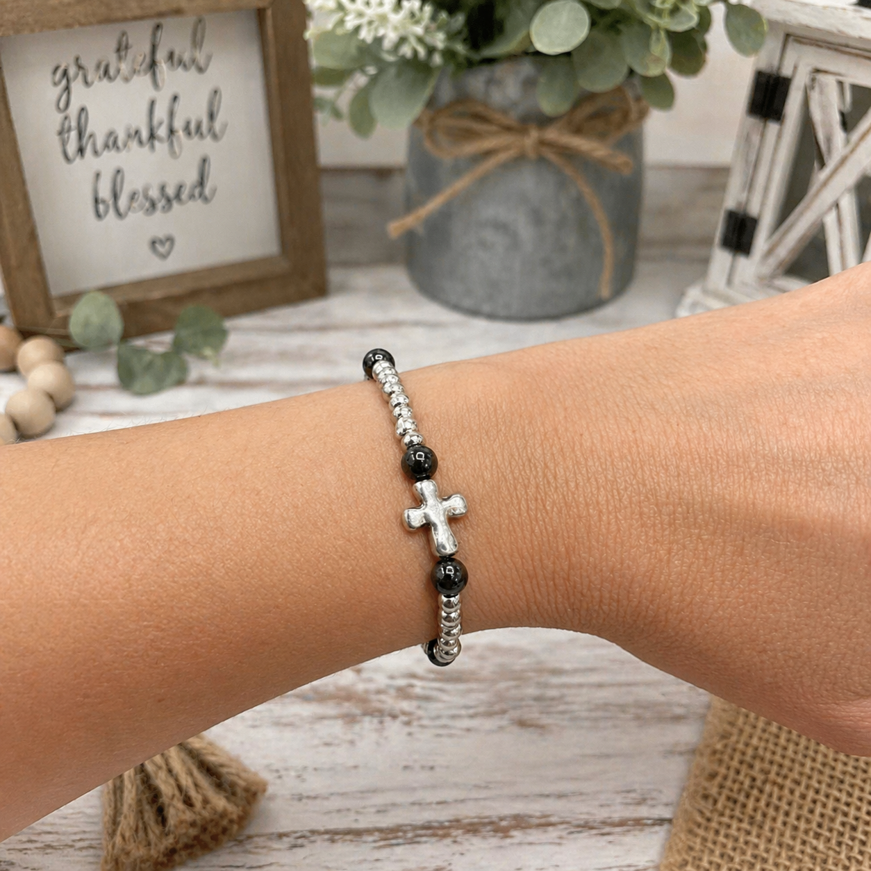 Midnight Faith Cross Bracelet