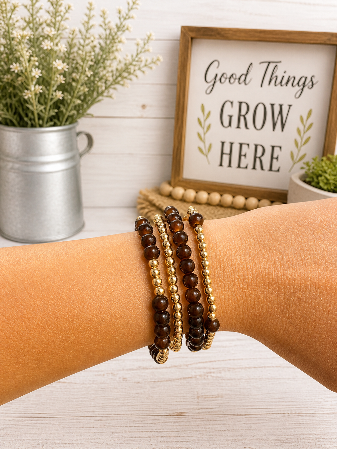 Warm Cocoa & Gold Bracelet Stack 🤎