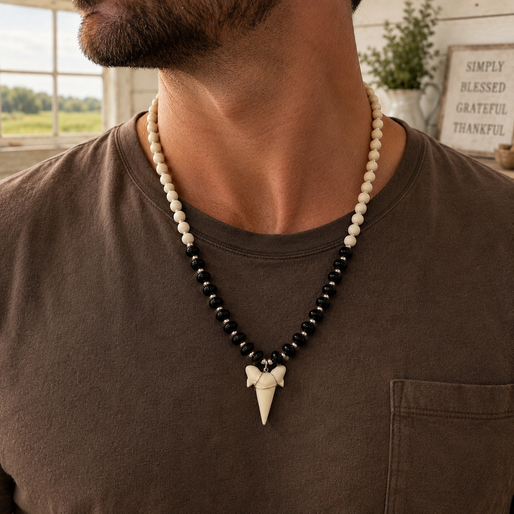 Coastal Beaded Shark Tooth Necklace